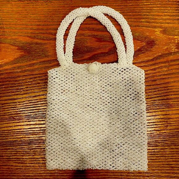 Cocktail purse White beaded - Picture 1 of 3